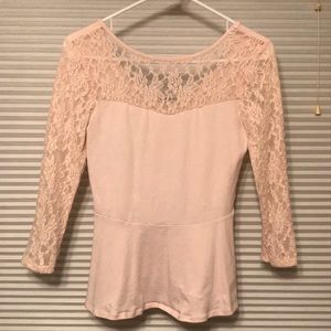 Light Pink Peplum Lace Top